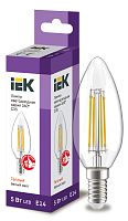Лампа светодиодная C35 свеча прозрачная 5Вт 230В 3000К E14 серия 360° | код LLF-C35-5-230-30-E14-CL | IEK